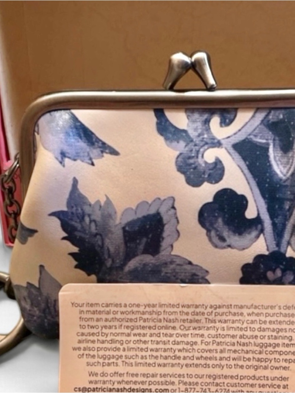 Patricia Nash NWT NIB leather blue & cream coin purse NWT
